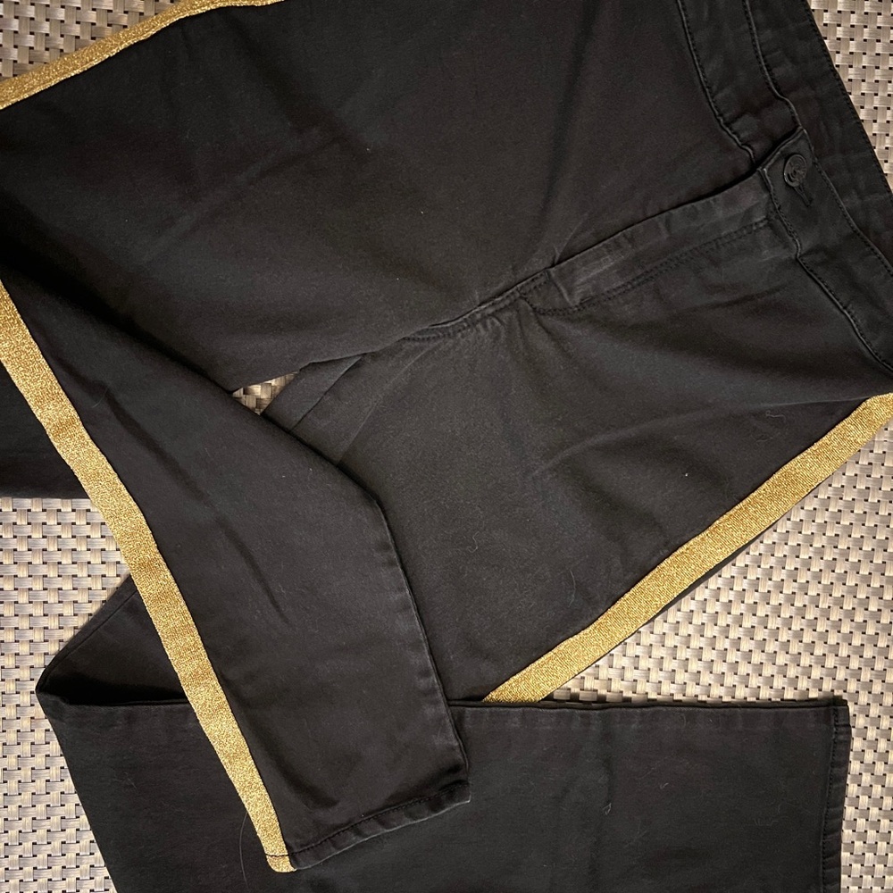 H&M Black Chinos with Gold Accents